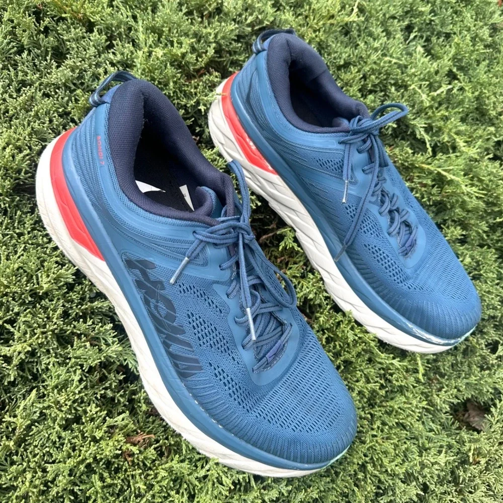 Hoka‎ Bondi 7 Men's Athletic Shoes Size 12.5 Blue Teal Running Shoes